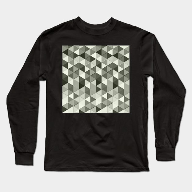 Cool Grayscale triangles geometric pattern Long Sleeve T-Shirt by PLdesign